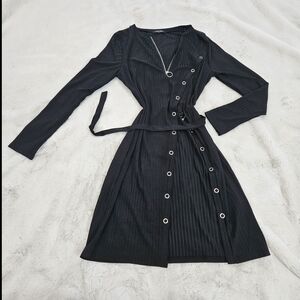 Elegant Black Button-Down Dress